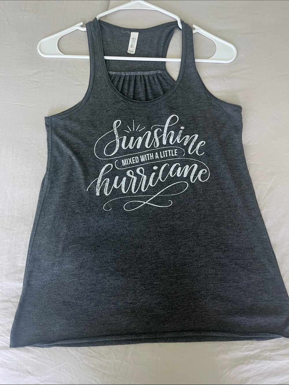 Bella Canvas Dark Gray Tank Top with White Script